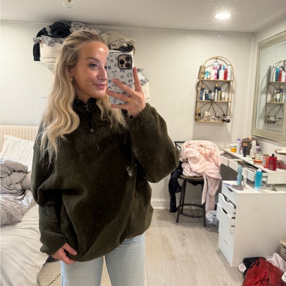 navy green fleece L - Picture 5 of 14